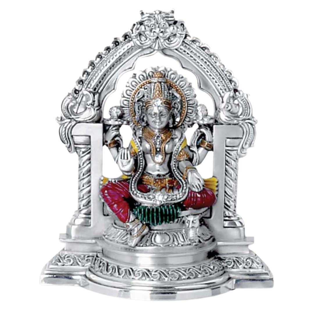 DHANALAXMI ""Idol in Sterling Silver — Handcrafted Divine Masterpiece for Puja & Collectors. (13 CM)