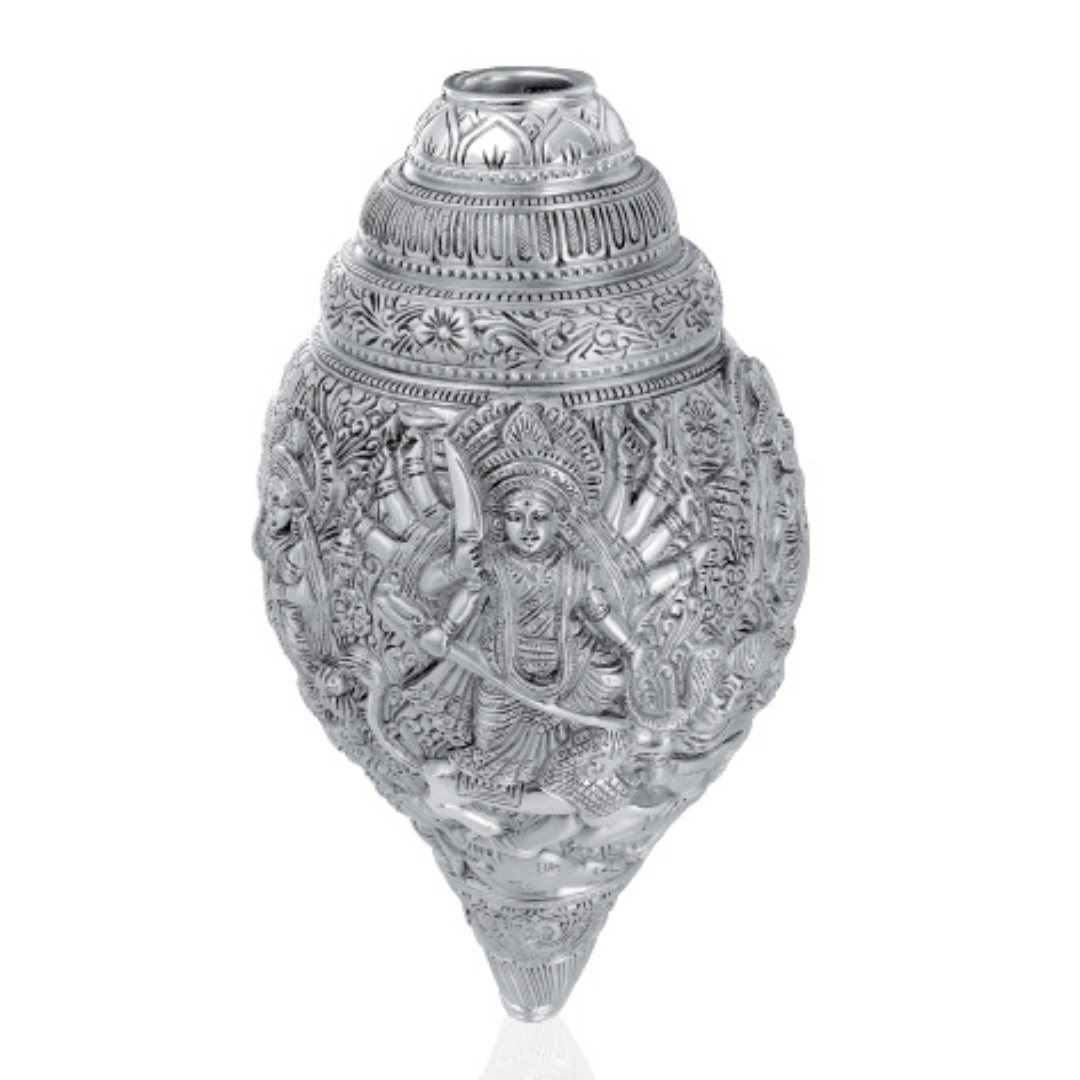CONCH Idol in Sterling Silver — Handcrafted Divine Masterpiece for Puja & Collectors. ( H 24 CM)