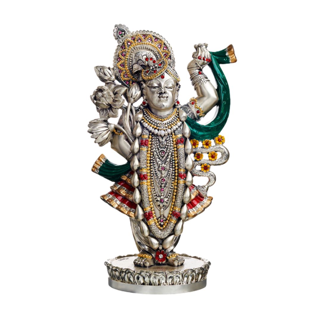 SHREENATH  Idol in Sterling Silver — Handcrafted Divine Masterpiece for Puja & Collectors. ( H 25 CM)