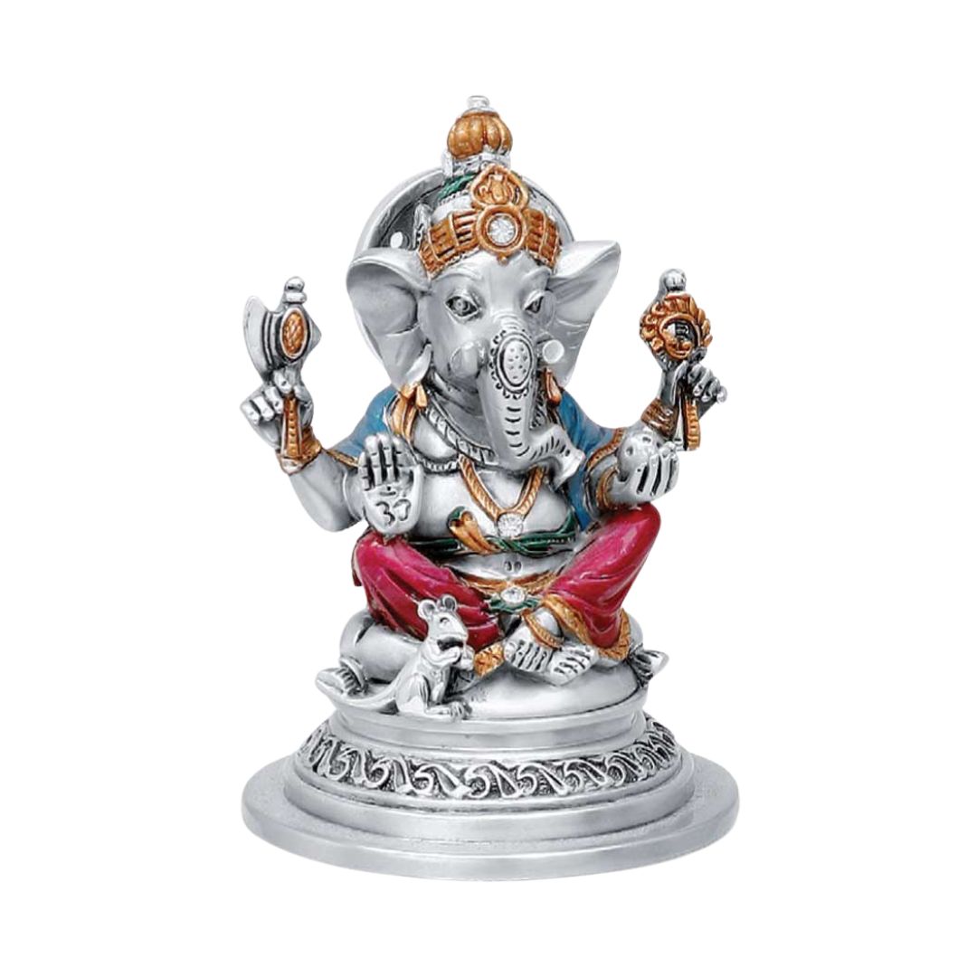 "SMALL GANPATI "" Idol in Sterling Silver — Handcrafted Divine Masterpiece for Puja & Collectors (H 10 CM) incl. of all taxes"