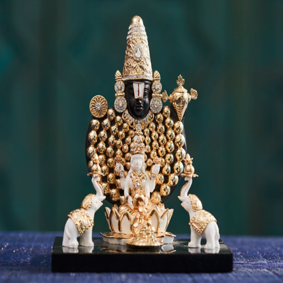 "Balaji & Laxmi Idol — Handcrafted Divine Masterpiece for Puja & Collectors ( H 18 CM)