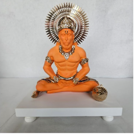 "Meditating Hanuman ji Idol — Handcrafted Divine Masterpiece for Puja & Collectors. ( H 21 CM)