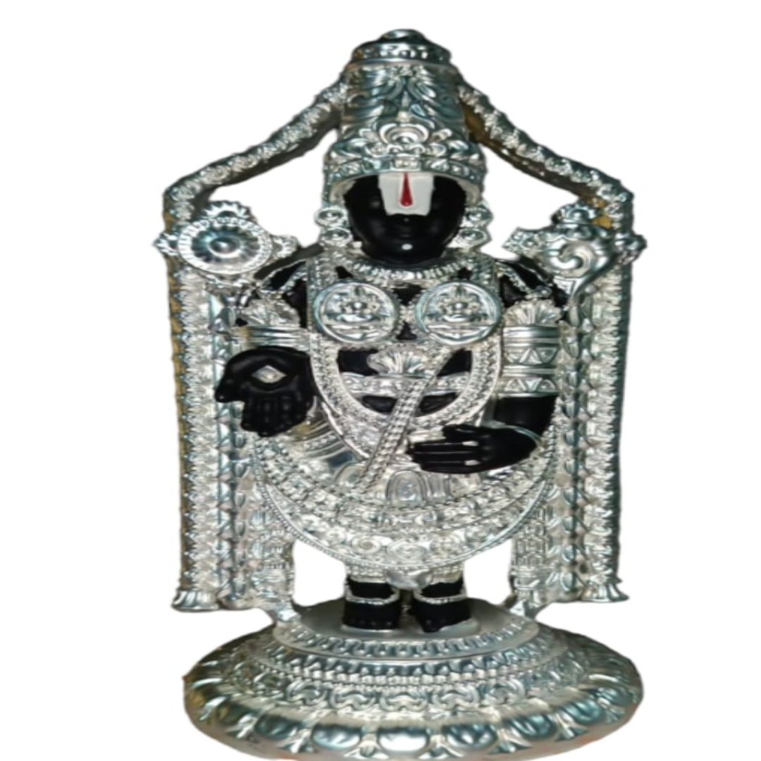 Balaji with Garland in Matt Finish – Sterling Silver Handcrafted Idol for Puja & Collectors