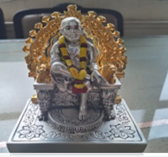 Sai Baba with Arch Idol in Sterling Silver (20 CM) – Handcrafted Divine Masterpiece for Puja & Collectors.  (H 20 CM)