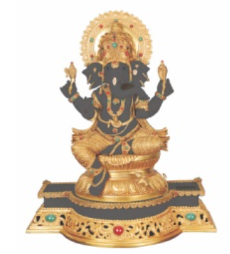Gajanana Black Idol – Handcrafted in Bronze & Porcelain | Divine Masterpiece for Puja & Collectors. ( H 45 CM)