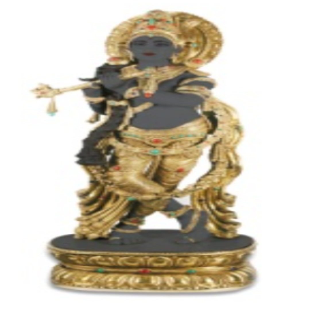 Murlidhar Black with Gold Idol – Handcrafted in Bronze & Porcelain | Divine Krishna Statue for   Puja & Collectors. (H 87 CM)