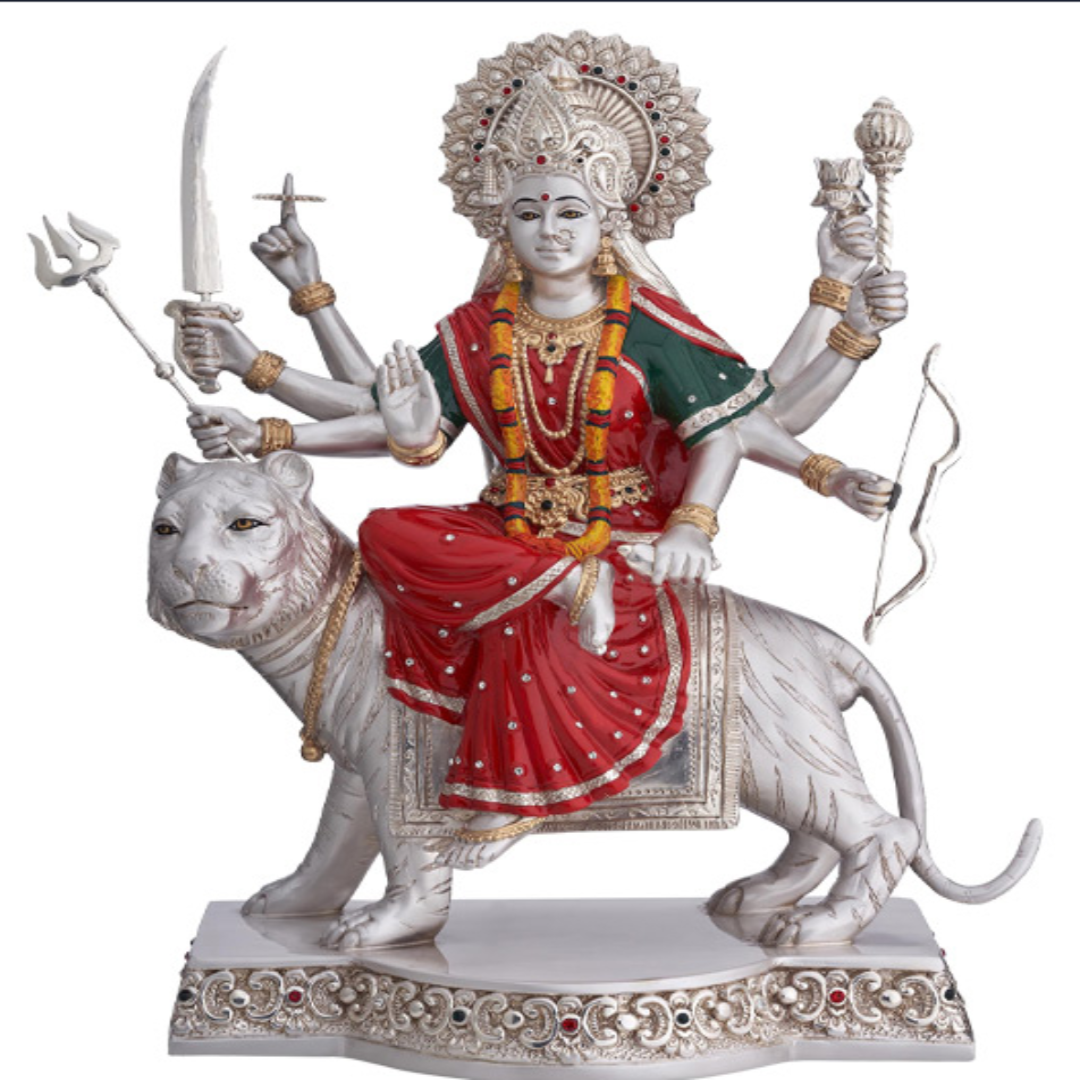 "MAA VAISHNAVI Idol in Sterling Silver — Handcrafted Divine Masterpiece for Puja & Collectors ( H 24 CM)