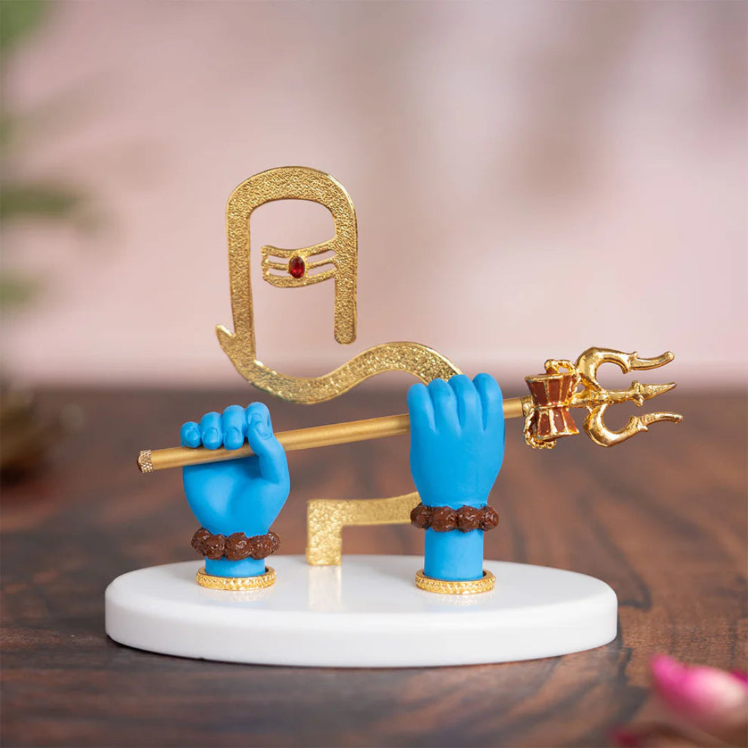 Shivji Divine Hands Car Dashboard Idol – Gold Plated Spiritual Decor. ( 6X5 INCH )