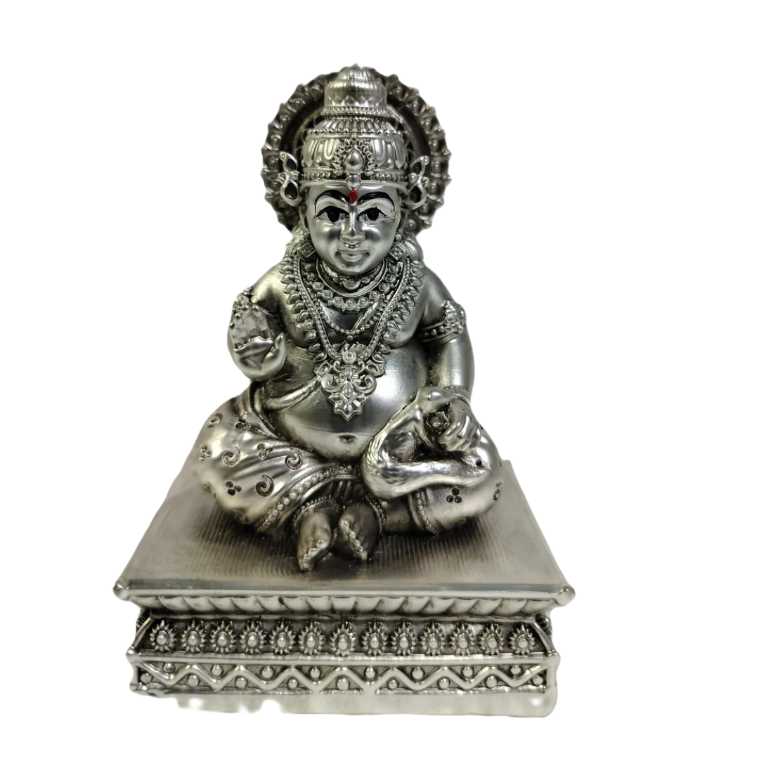 KUBER  Idol in Sterling Silver — Handcrafted Divine Masterpiece for Puja & Collectors. ( H 9 CMS)