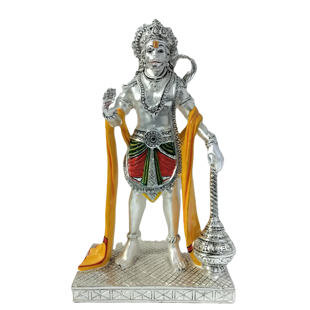STANDING HANUMAN JI Idol in Sterling Silver — Handcrafted Divine Masterpiece for Puja & Collectors ( H 41 CM)