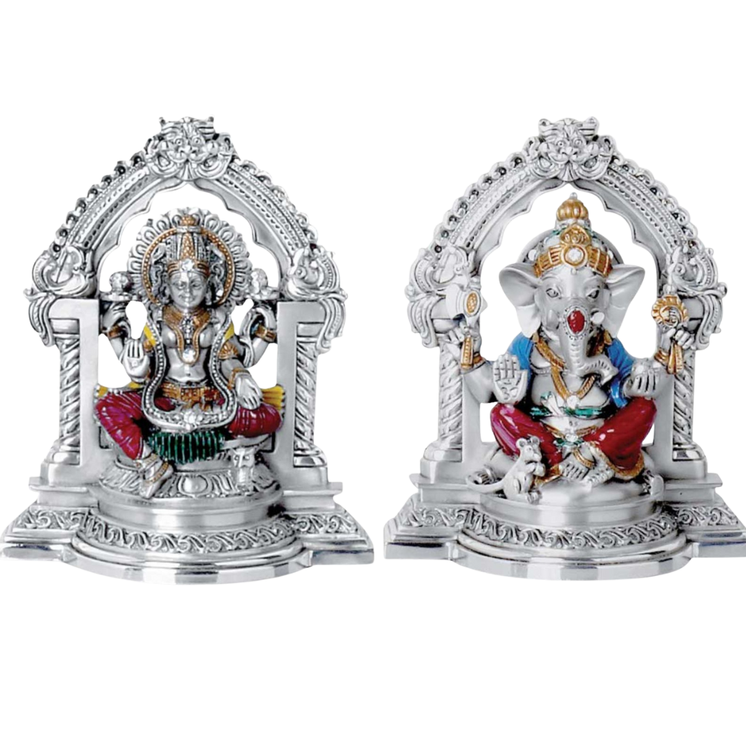Ganpati & Dhanalakshmi Idols — Auspicious Gift Set for Diwali, Puja & Home Décor (13 cm)