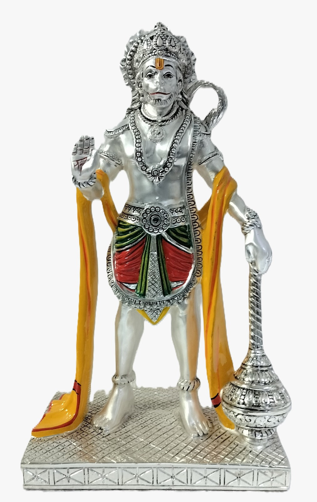 STANDING HANUMAN JI Idol in Sterling Silver — Handcrafted Divine Masterpiece for Puja & Collectors ( H 41 CM)