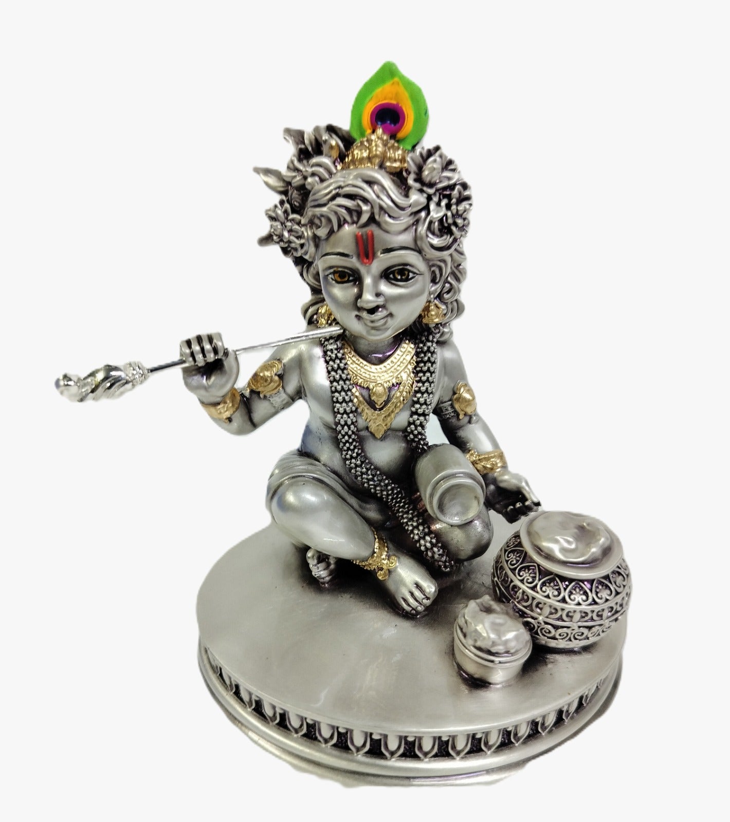 LADOO GOPAL Idol in Sterling Silver — Handcrafted Divine Masterpiece for Puja & Collector. (H 12 CMS)