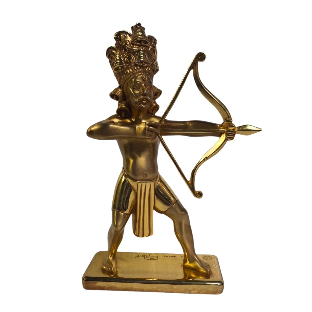 Jain God Idol with Bow & Arrow | Divine Brass Finish Statue for Home & Temple. ( H 18 CMS)