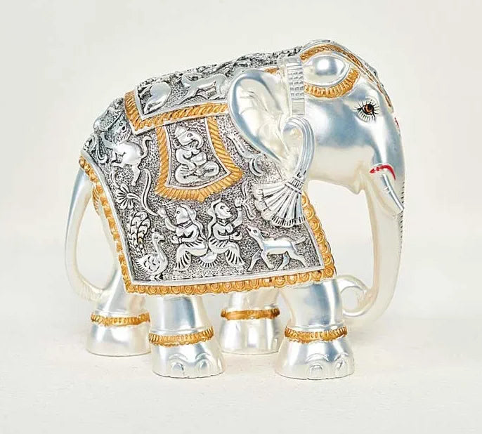 Multi Finish Elephant Statue — Perfect Gift for Auspicious Occasions & Home Décor. ( H 15 CMS)