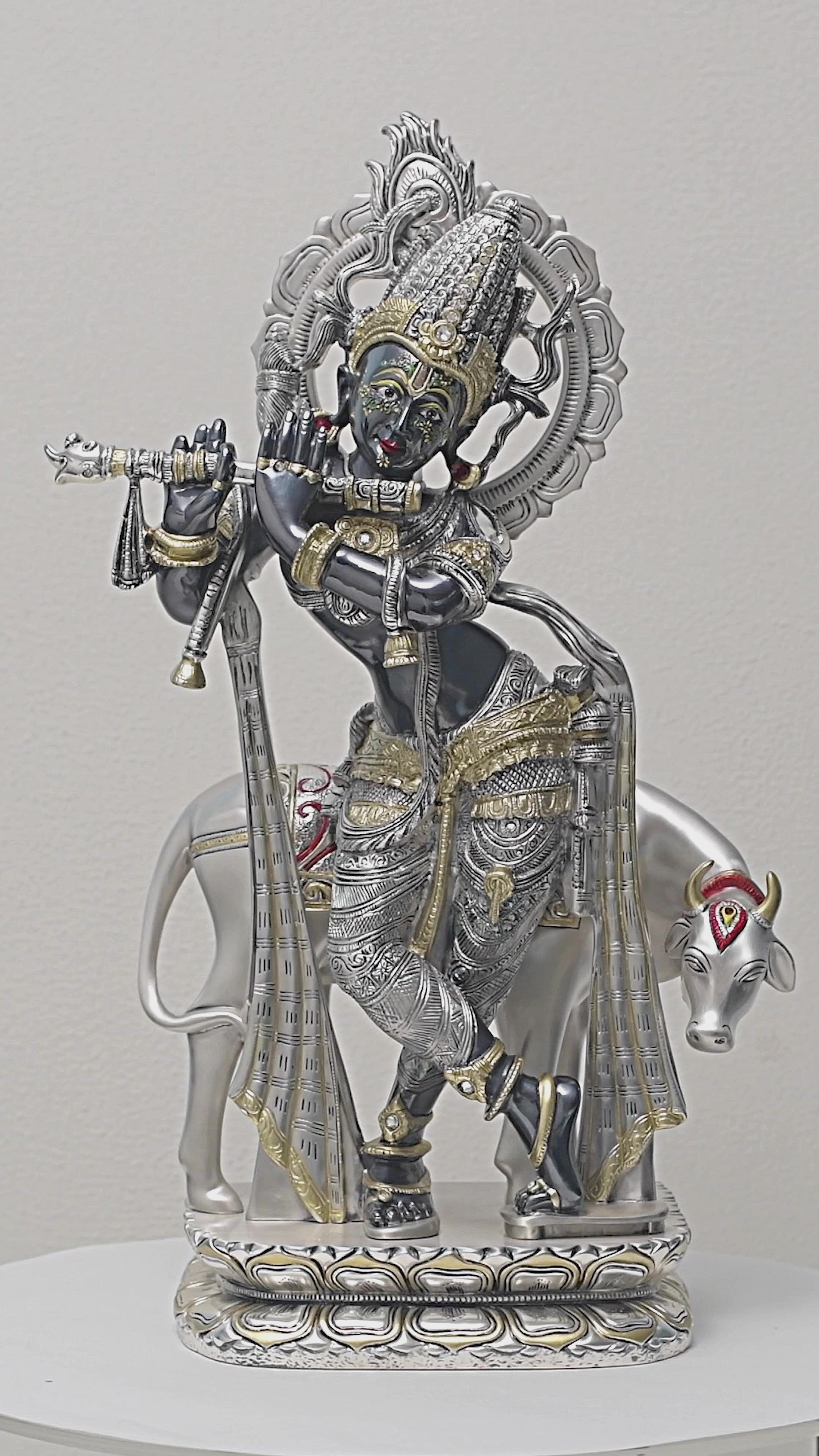 Krishna Black Idol – Elegant Black Finish Lord Krishna Statue for Home Decor & Puja (55 cm)