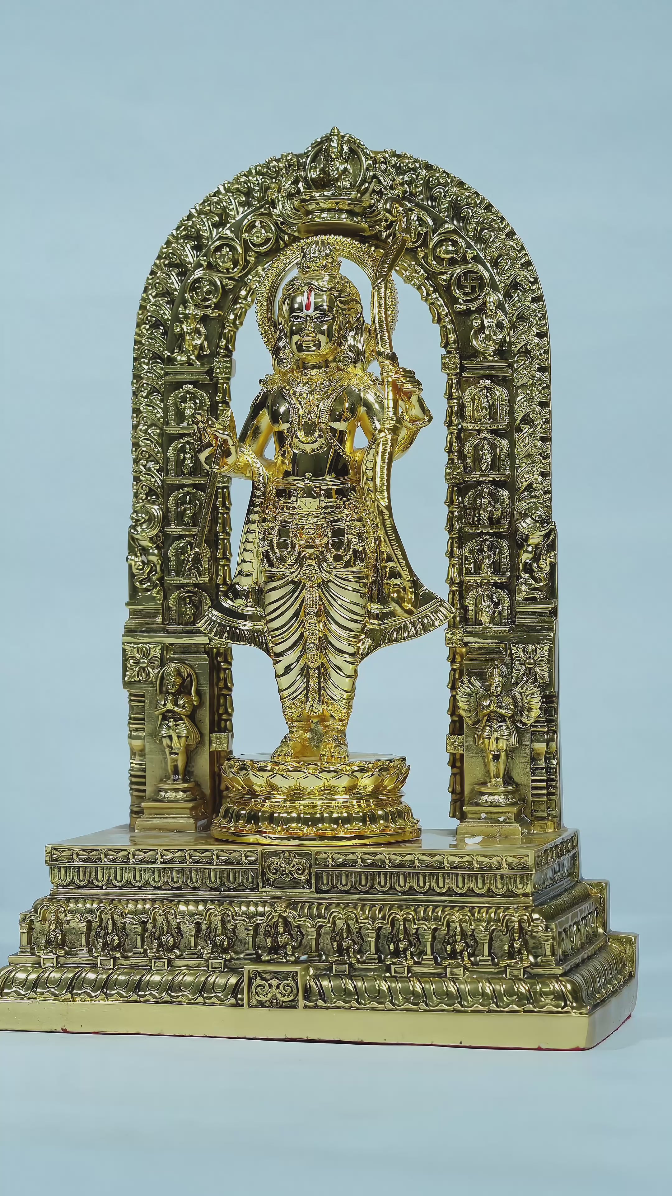 AYODHYA'S RAMLALA IN GOLD  MET & GLOSSY — Handcrafted Divine Masterpiece for Puja & Collectors. ( H 28 CM)