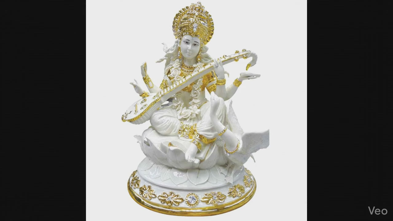 Saraswati White Idol – Serene Goddess of Knowledge Statue for Home & Study (40 cm)