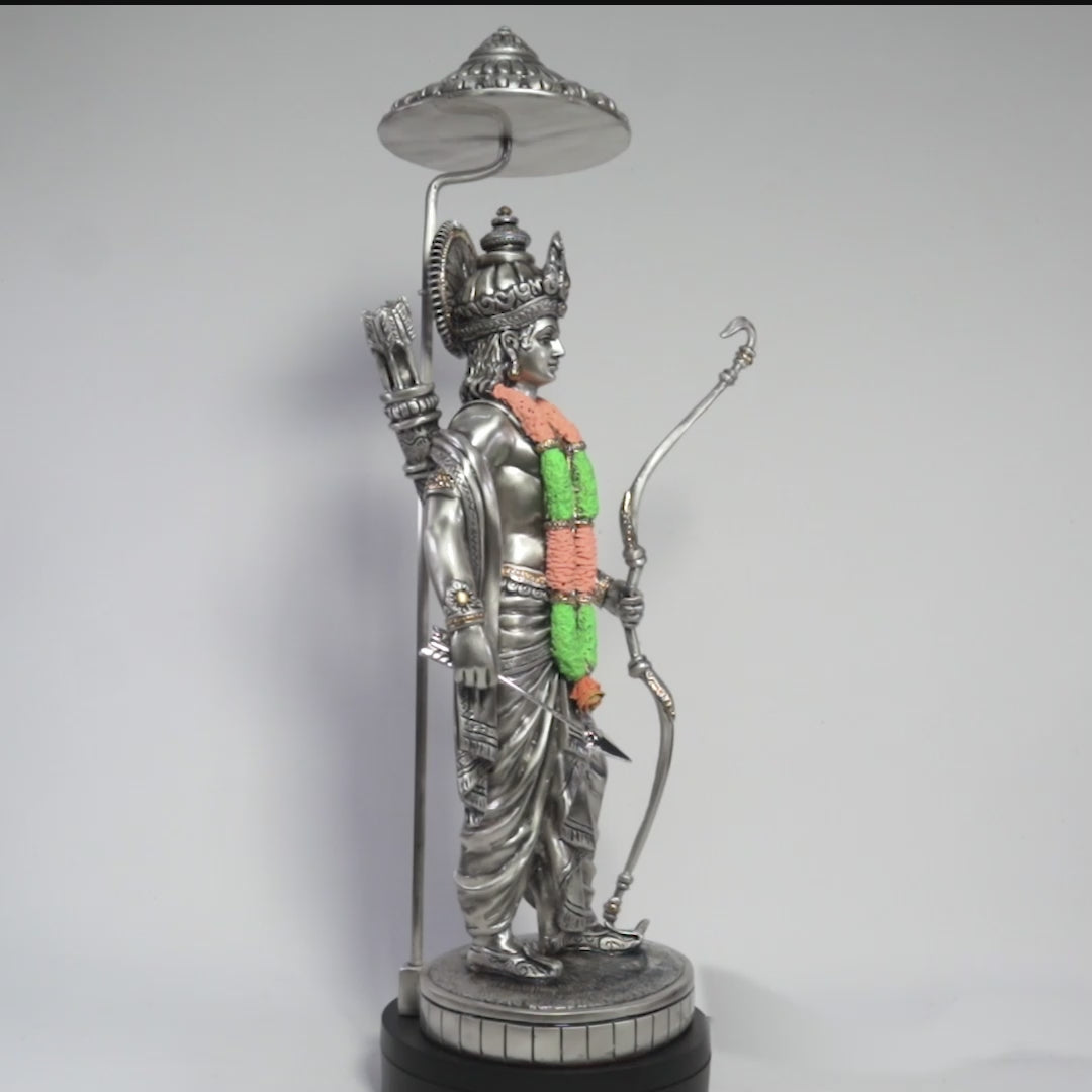 Ayodhya's Ram Idol in Sterling Silver — Handcrafted Divine Masterpiece for Puja & Collectors (43 cm)