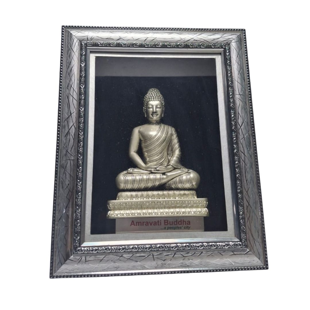 Meditating Buddha Frame in Sterling Silver – Handcrafted Divine Idol for Puja & Home Décor